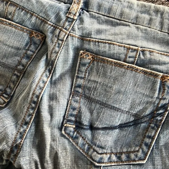 INDUSTRIAL COTTON BLUE JEANS JUNIOR SIZE 7 VINTAGE RARE EMBROIDERED BELT LOOPS - Picture 16 of 17